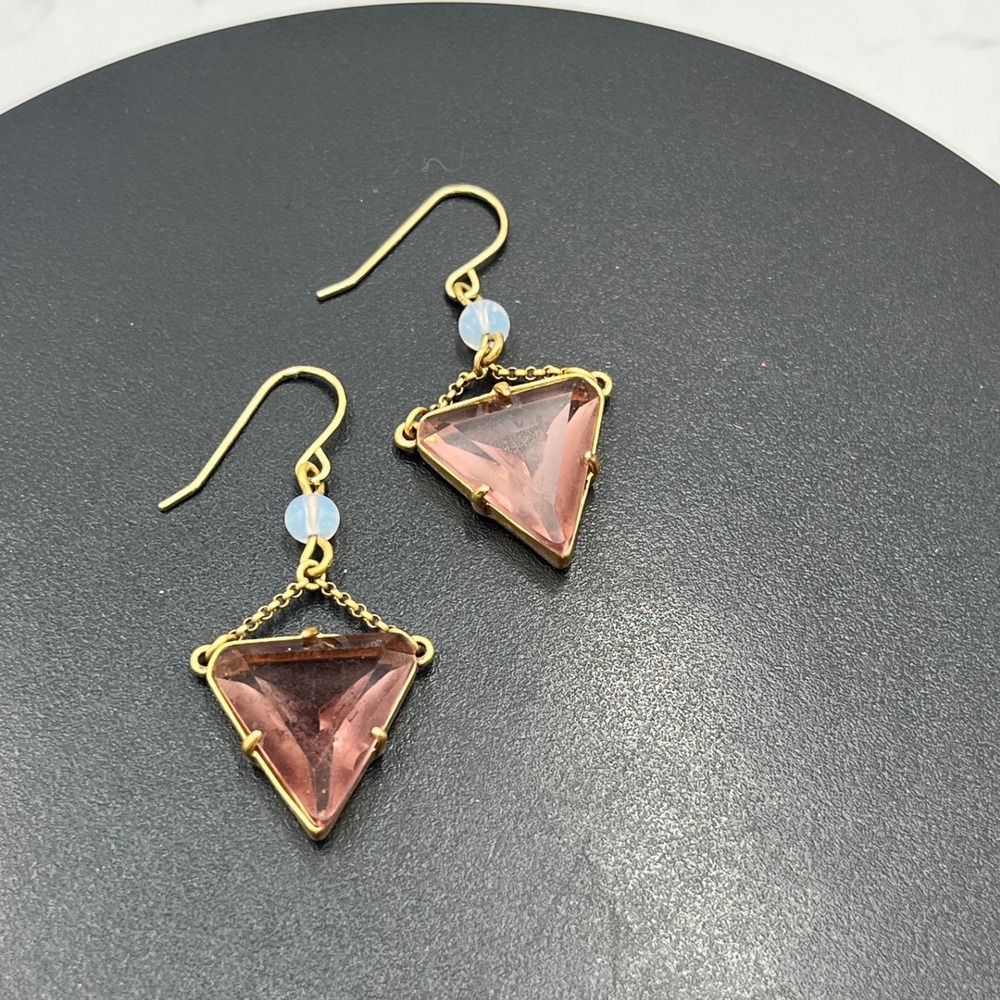 J. Crew‎ Triangle Crystal Chain Dark Peach light Amber Lightweight Earrings